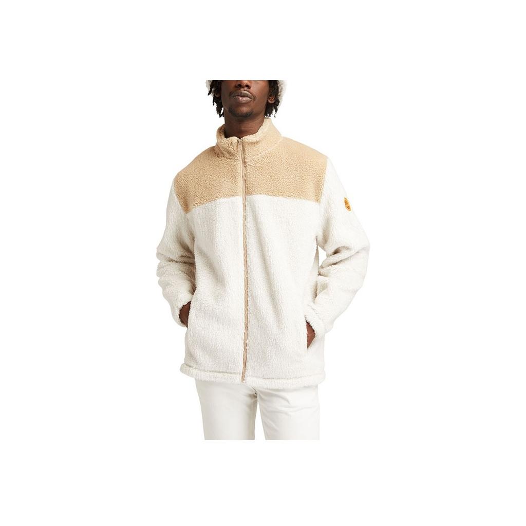 Timberland Color Block Fleece Lined Logo Casual Stand Collar Jacket Men jackets Light-Earth A43P2-BM3
