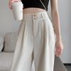 Women's 2025 Spring/Summer High-Waisted White Drape Slimming Wide-Leg Floor-Length Pants