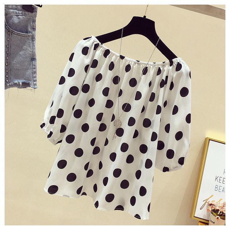 2026 Polka Dot One-Shoulder Plus Size Summer Top - Korean Style Two-Way Wear
