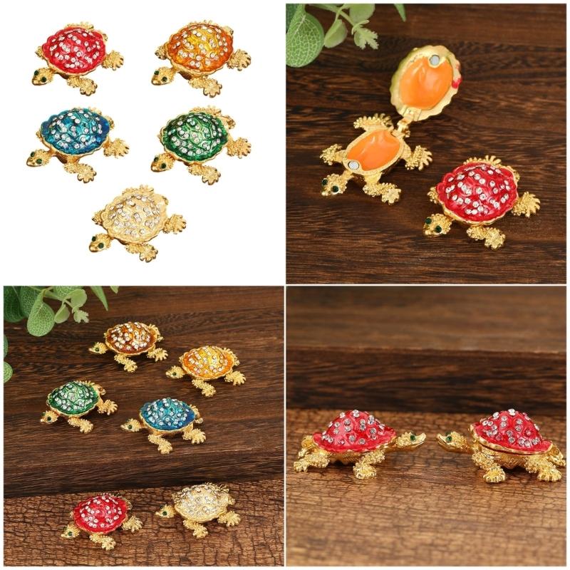 Handcraft Metal Turtles Jewelry Organizers Storage Solution Secure Lock for Jewelry Protective Display