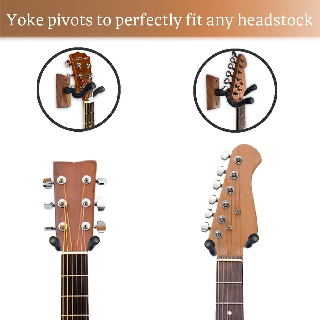 Gitarren-Wandhalterung 2er-Pack, Gitarrenaufhänger aus Schwarznussholz, U-förmige Gitarren-Wandhalterung, Gitarrenhalter Hakenständer Wand für Akustik