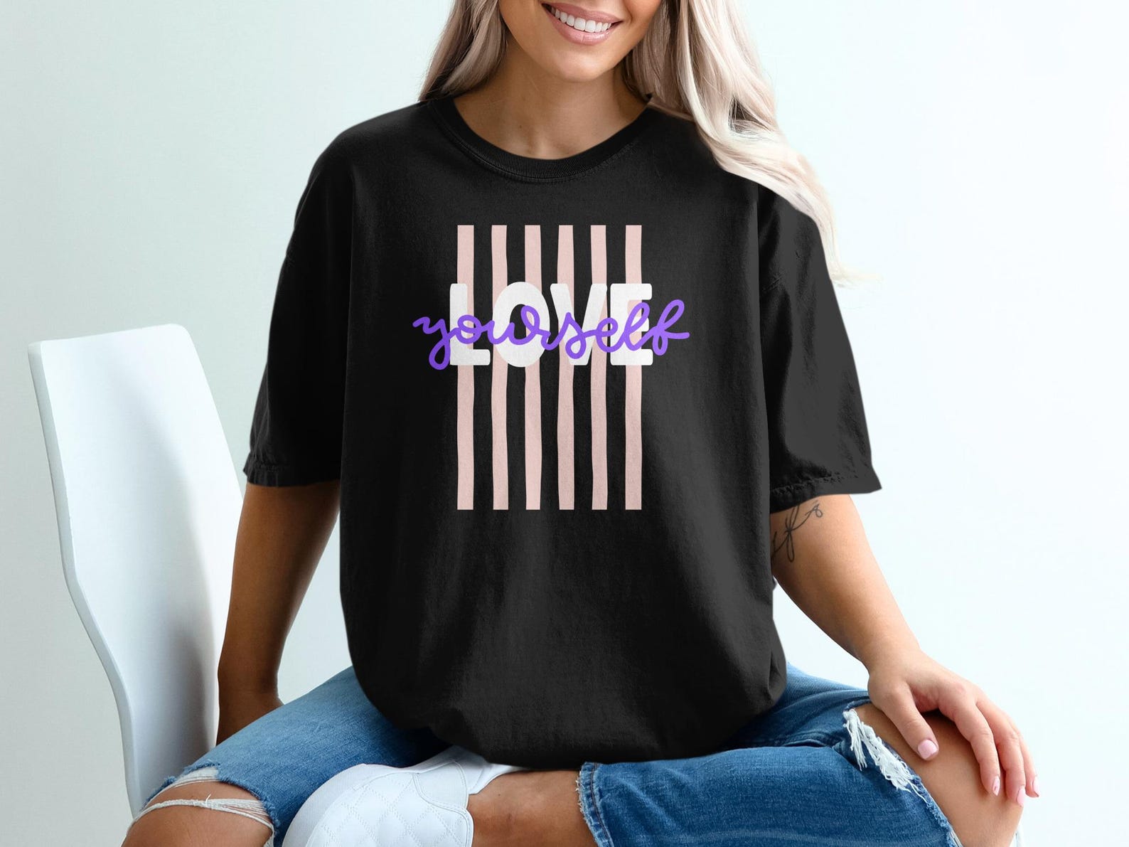 Love Yourself T-Shirt, Positive Affirmation Tee, Body Positivity Graphic Top 2XL