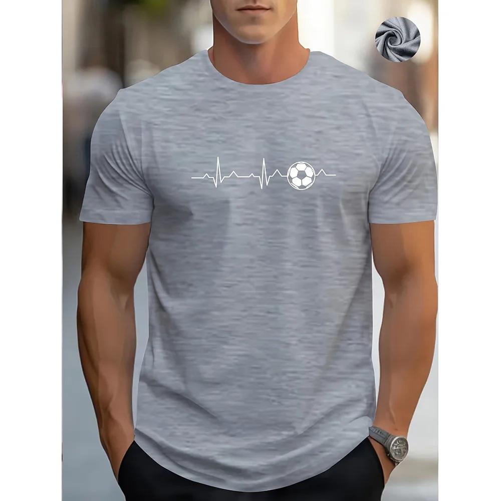 Summer Round Neck 3D Simple Pattern Print Top Fashionable Casual Short Sleeved Men's T-shirts