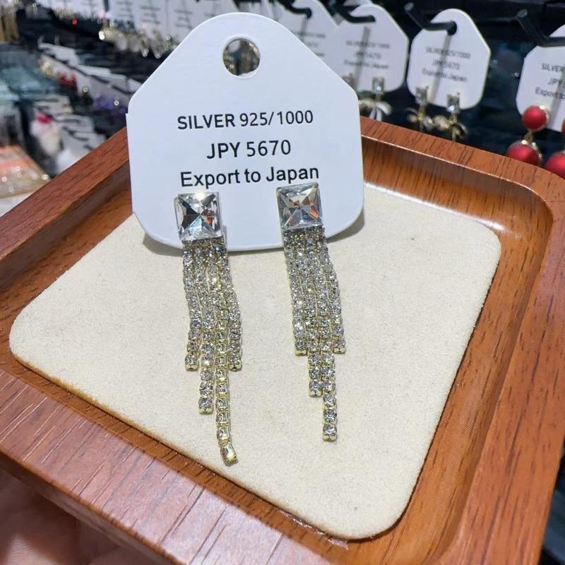 Modische Glitzernde Strass-Ohrhänger mit langen Quasten für Damen Modische Quadratische Zirkonia-Steckohrringe Hochwertiger Schmuck Geschenk für Mädchen