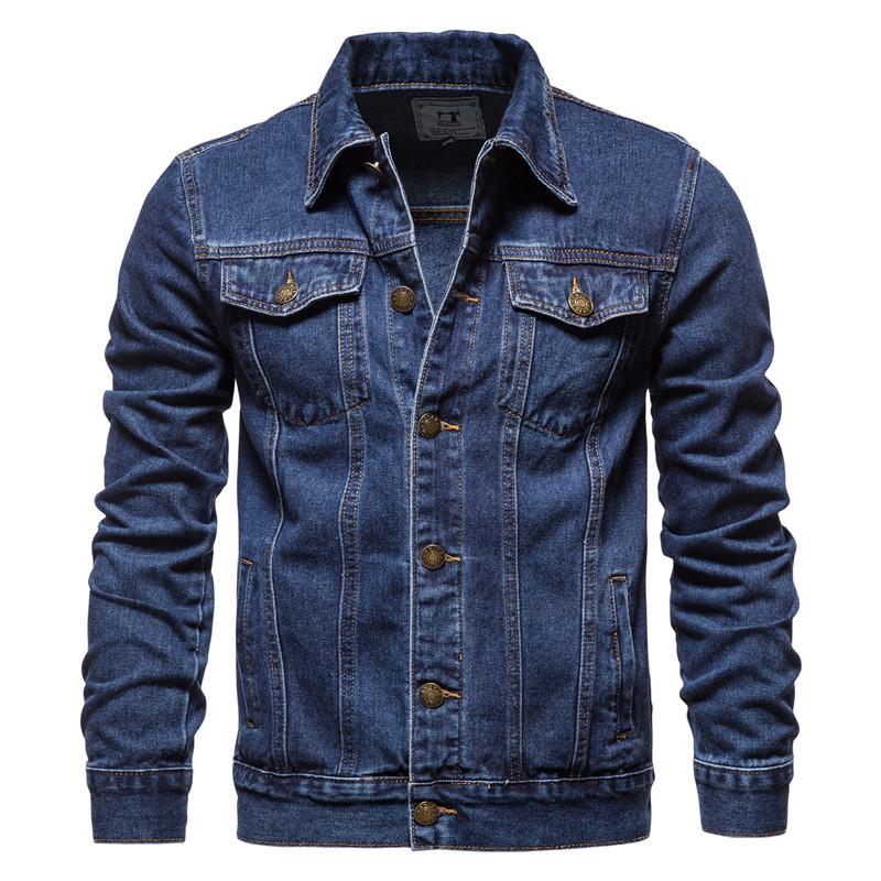 

2024 Autumn/Winter European Street Style Men s Slim Fit Denim Jacket S темно-синий