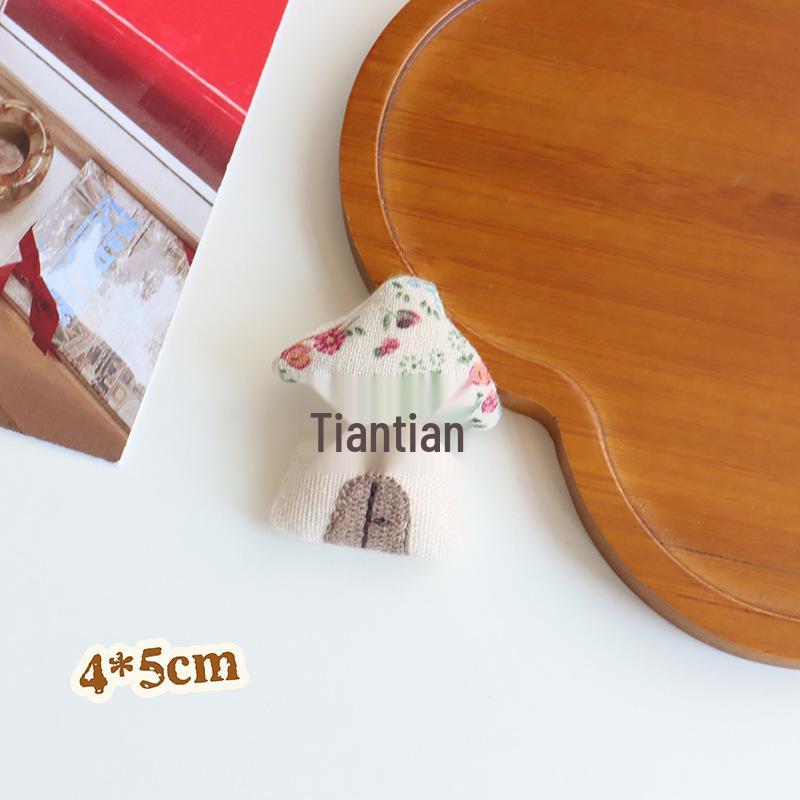 Korean Mori Series Floral Brooch: Handmade Cotton Linen with Apple, Mushroom, and Bear Design