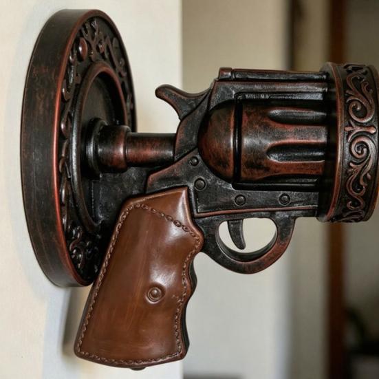 Vintage Wall Sconce Light, Resin Pistol Shaped Statue Night Light, Decorative Indoor Wall Mount Lamp for Bedroom Bedside Living Room Hallway,
