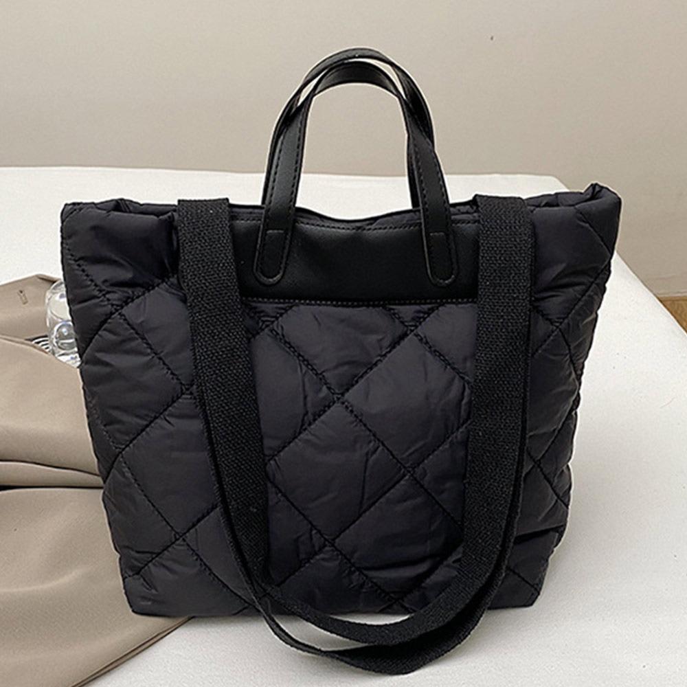 Luxury Quilted Quilted Tote Bag Zipper Large Capacity Shoulder Bag Puffer Tote Bags for Women
