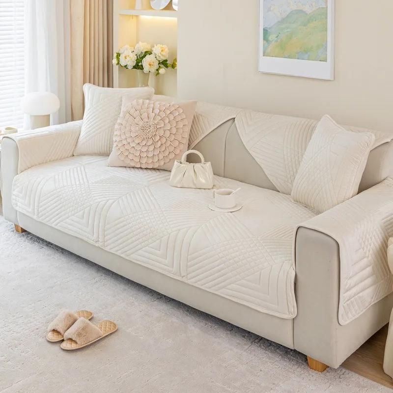 1PC Thicken Plush Sofa Cover Solid Color Anti-Slip Sofa Cushion L Shape Corner Soft Couch Towel for Home Living Room Decor