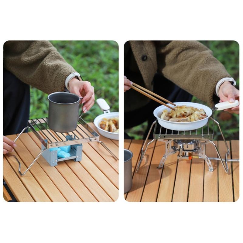 Camping Portable Folding Barbecue Rack Outdoor Stainless Steels Stove Holder Barbecue Rack Pot Holder Easy to Use