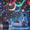 Remote-Control Starry Sky Moon Projector: Seven-Color USB Night Light for Dreamy Atmosphere.