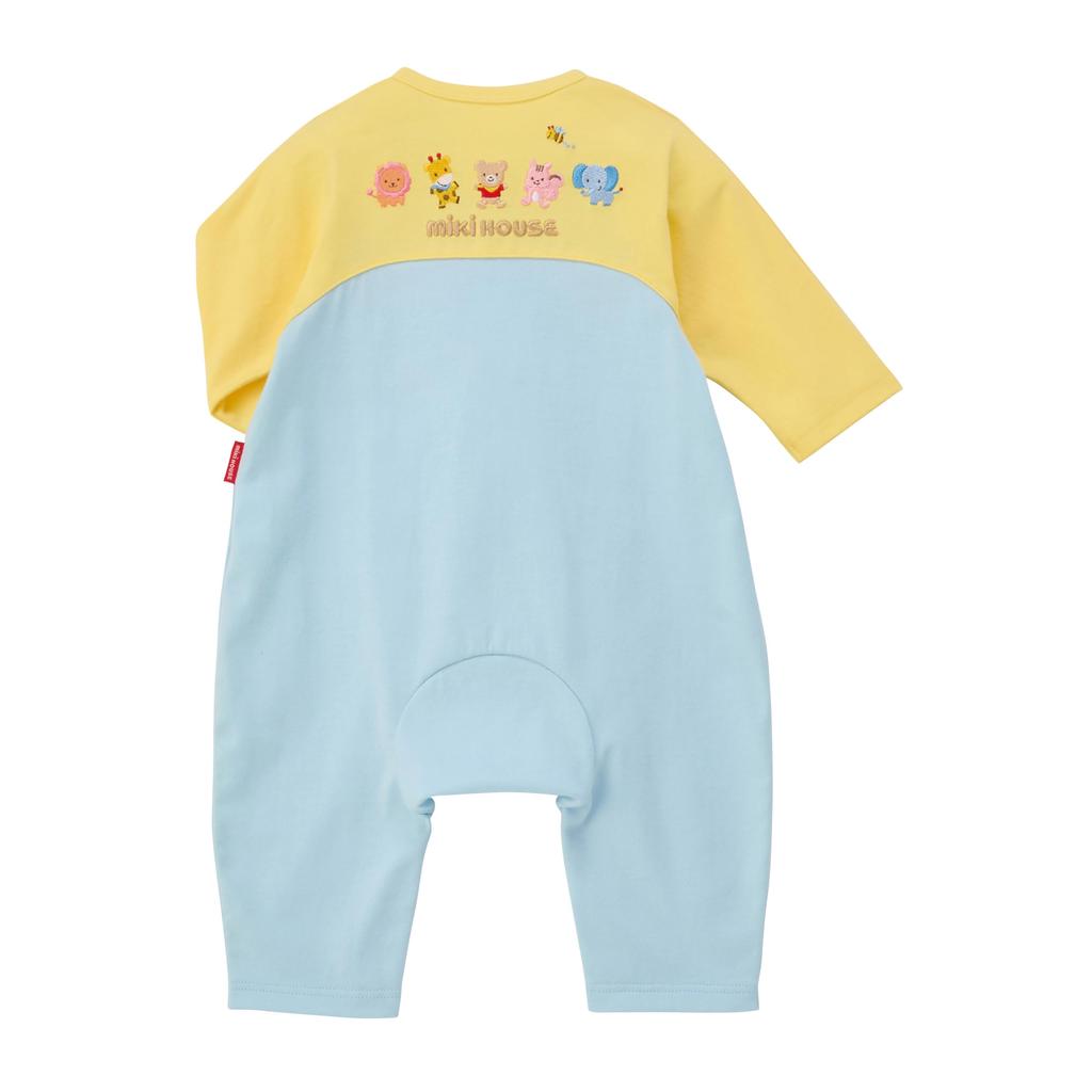 MIKI HOUSE Long Sleeve Animal Coverall Made in for Boys and Baby Romper, Japan, Girls, Clothes, Children's Clothing, 80cm, Sax, 43-1201-148