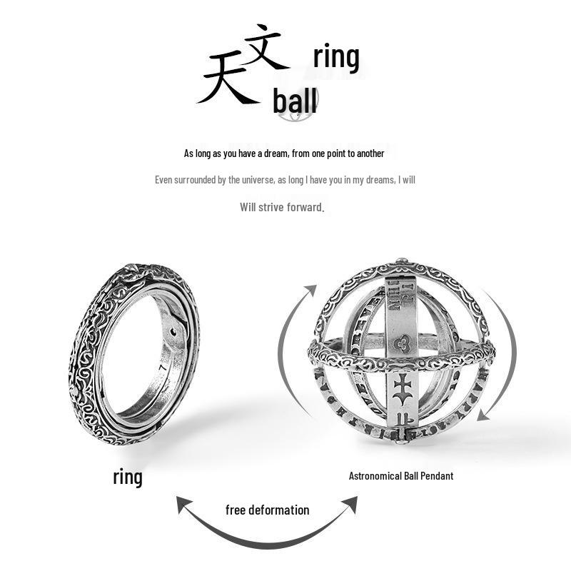 Trendige Cosmic Orb Ring Halskette für Männer & Frauen: Kreativer, Einzigartiger, Astronomischer Anhänger für Paare