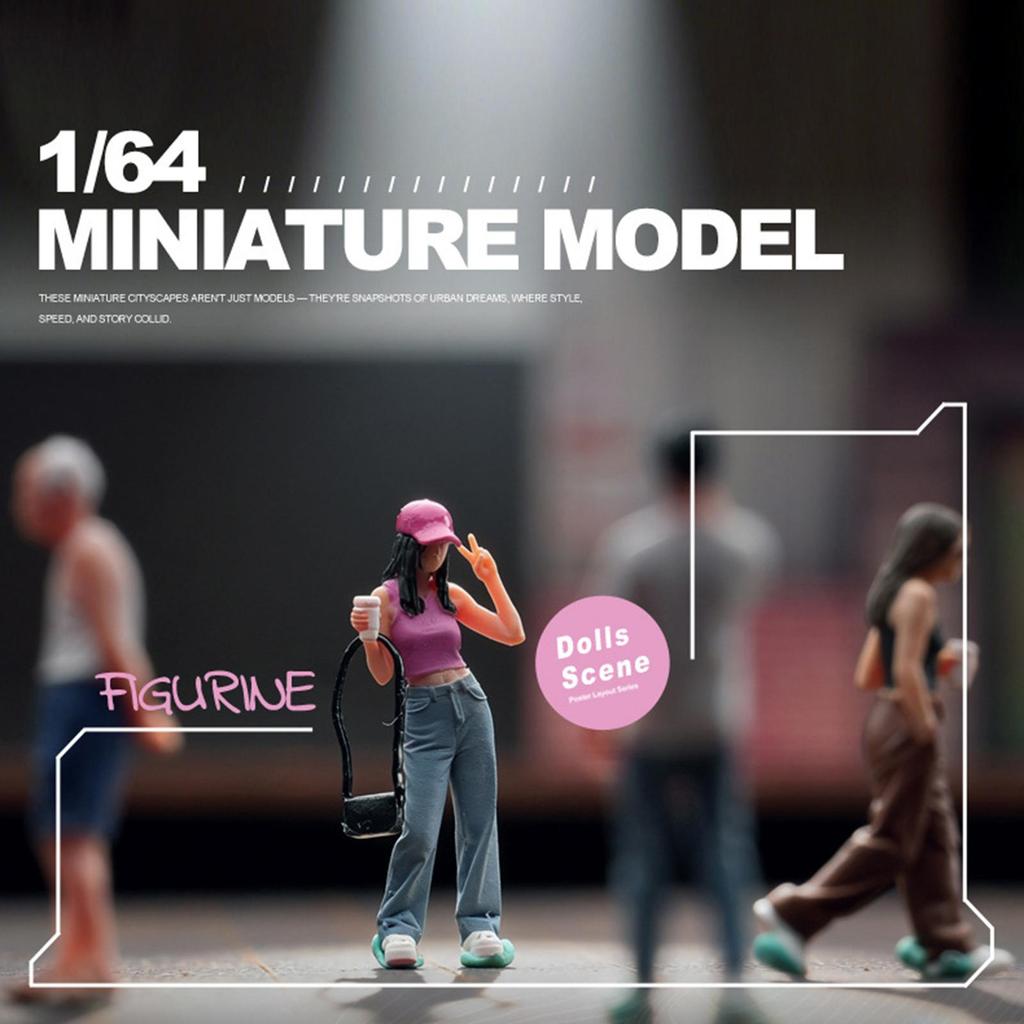 1/64 Diorama Figure Miniature Layout 2.6 cm in Height Street Scene People Model Female Character for