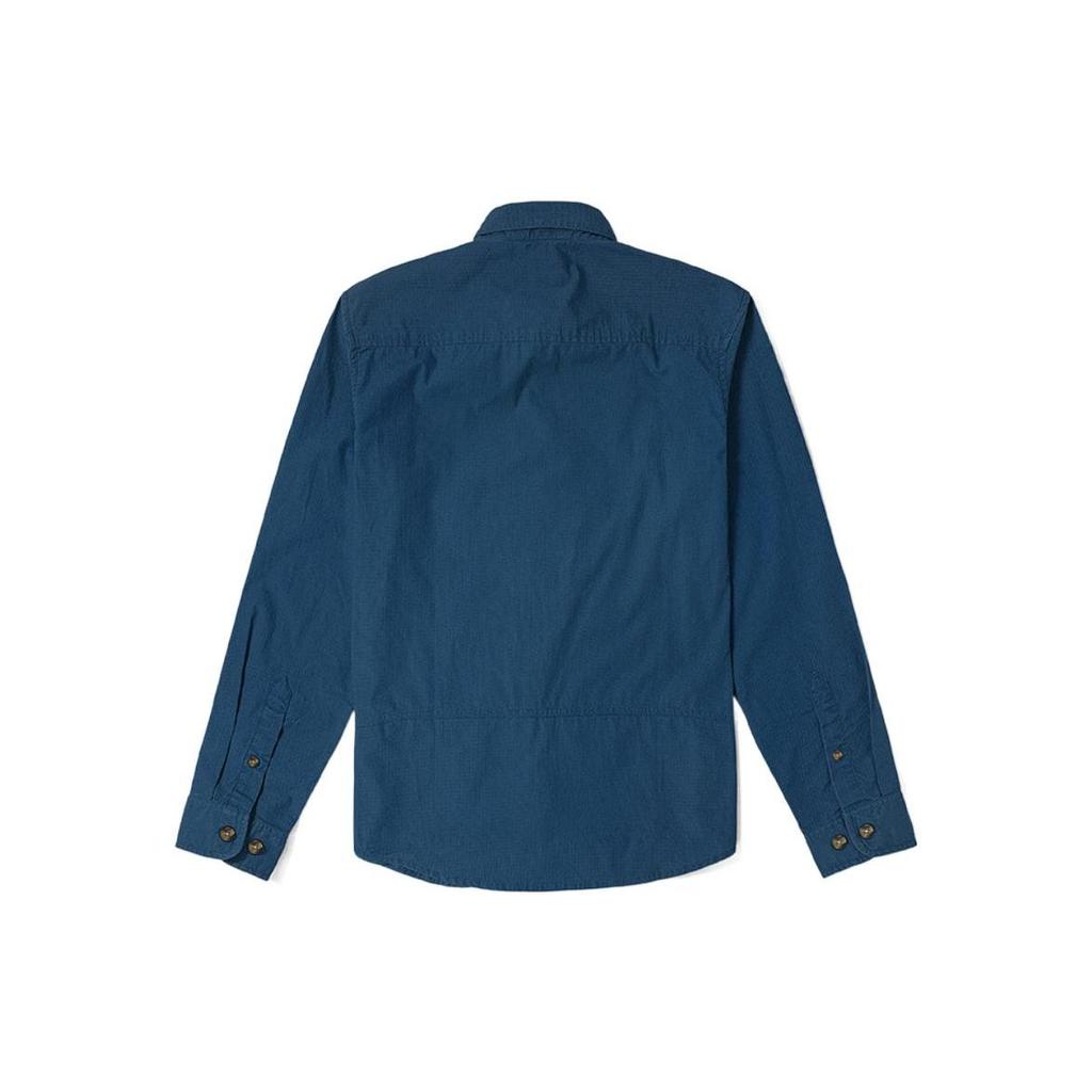 Timberland Solid Color Trendy Striped Pocket Single-Breasted Long Sleeve Shirt Men Shirts Deep-Indigo A61V5-288