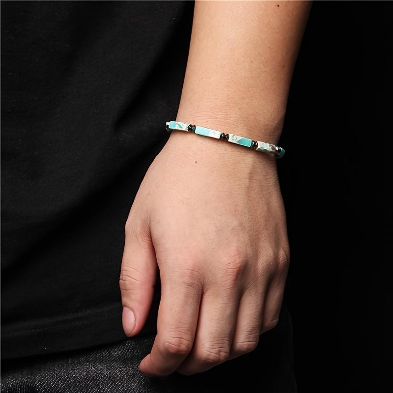Bracciale alla Moda Fatto a Mano con Perline di Pietra Naturale, Regalo di Natale San Valentino, Design Resistente con Perline