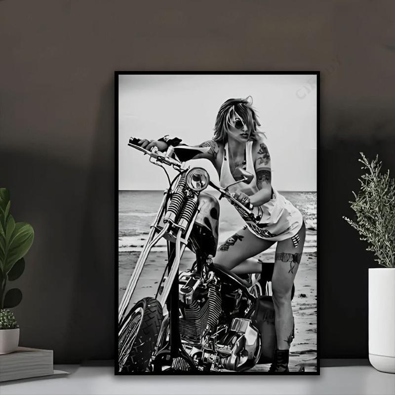 Motorcycle Metal Wall Sign, Garage Bar Decor 20x30cm