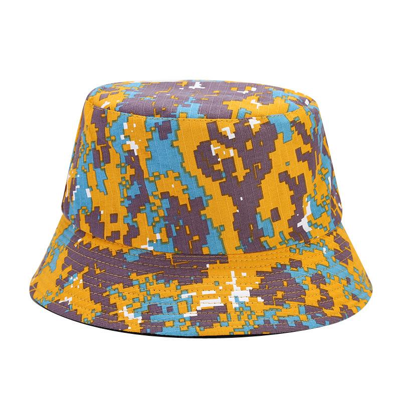 European and American New Camouflage Bucket Hat Spring and Summer Outdoor Travel Shopping Fashion Double-sided Sun Hat Men's and Women's Basin Hats