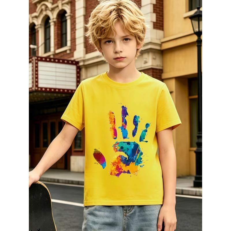 Camiseta de Manga Corta con Cuello Redondo para Niños, Gráfico de Dinosaurio Fútbol Rugby Coche Patineta Animal