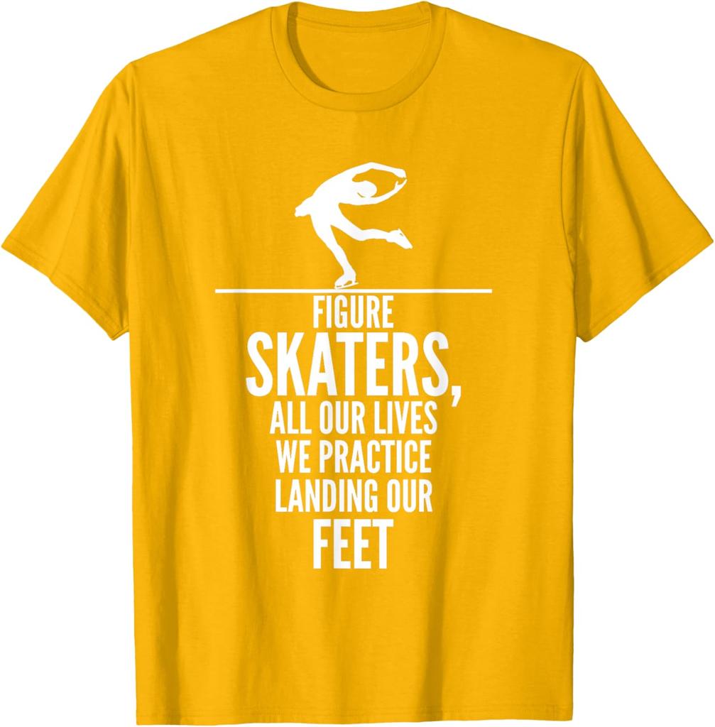 Figure Skaters Practice Landing Funny Graphic TShirt Casual Cotton Tee for Skaters
