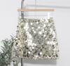 High-End Sequin A-Line Mini Skirt with Anti-Exposure Lining, High Waist, and Slim Fit