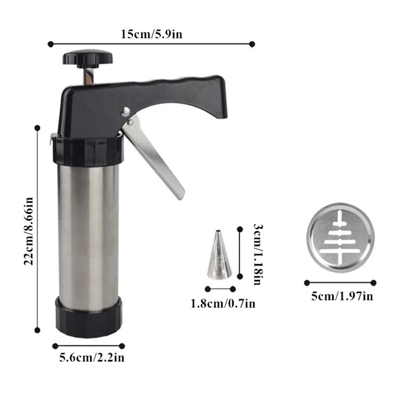 Cookie gun extruder stainless steel cream pipe gun cream pipe nozzle DIY cake and cookie press household baking tool.