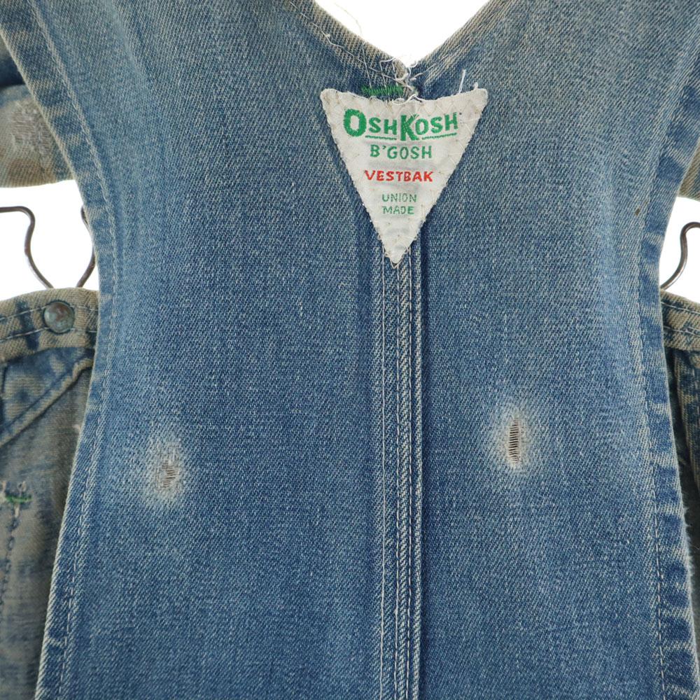 OSHKOSH 50s 60s Vintage Triangle Tag Denim Overall Blue Union Ticket Women Used