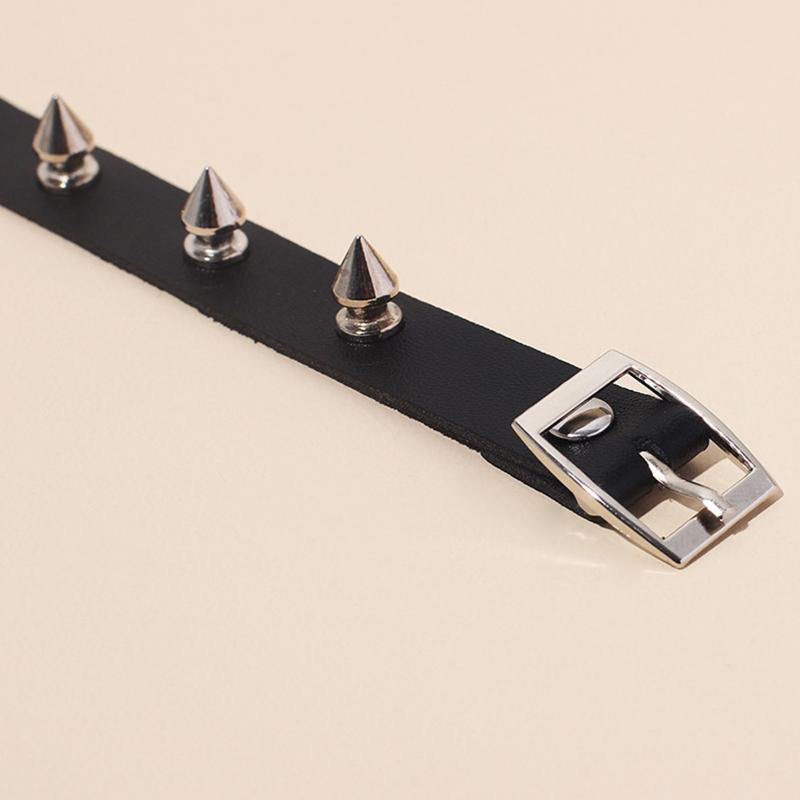 Punk Choker Collar Necklace Pu Leather Goth Rivets Choker Necklace Pendientes Party Club Sexy Gothic Femme Jewelry