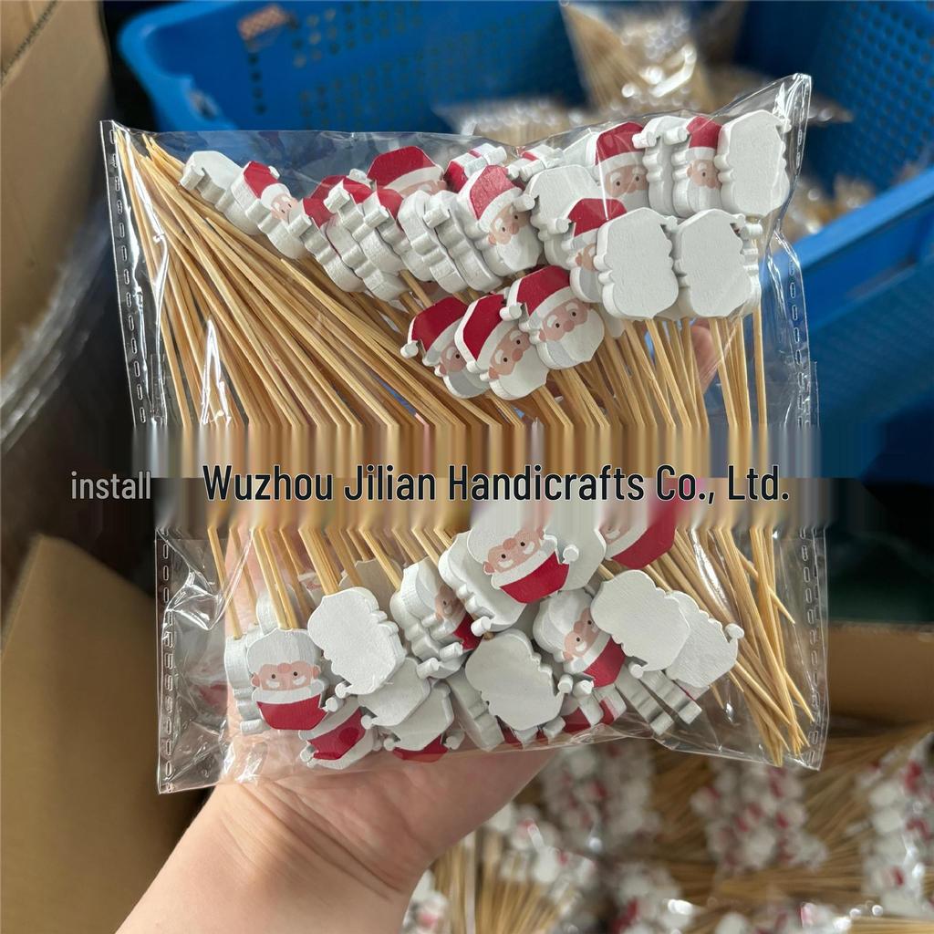 Santa Claus Bamboo Christmas Cocktail and Fruit Skewers