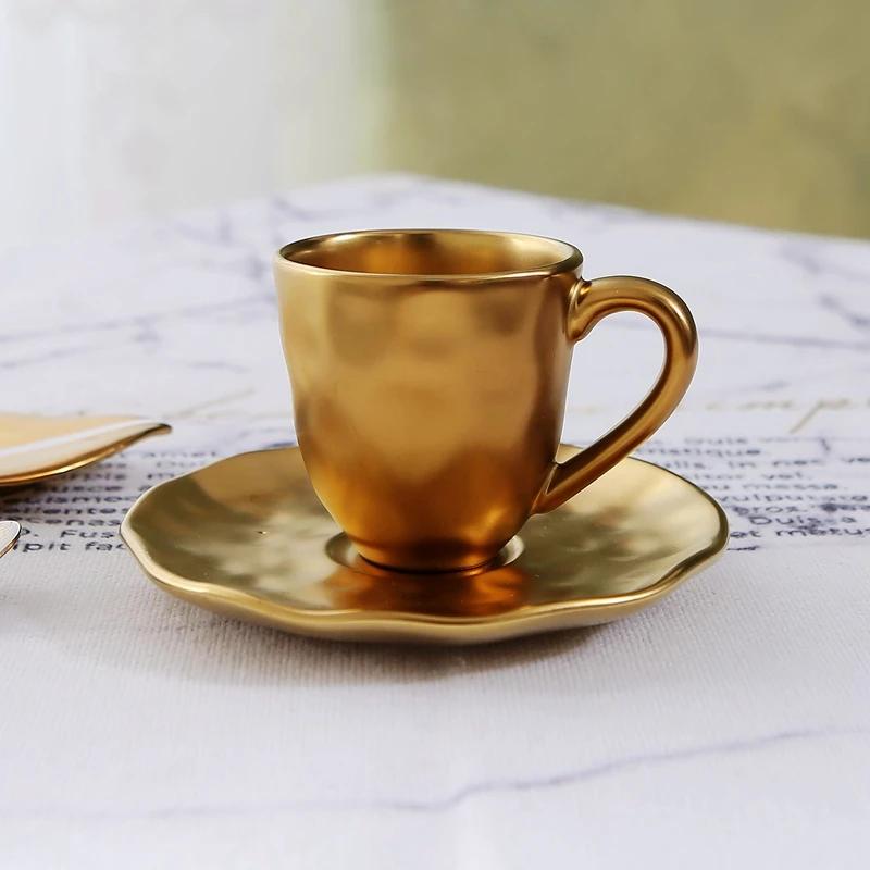 Italian Colored Glazed Ceramic Small Coffee Cup and Plate Set, Dining Small Cup, Afternoon Small Tea Cup, Tea Ceremony Cup