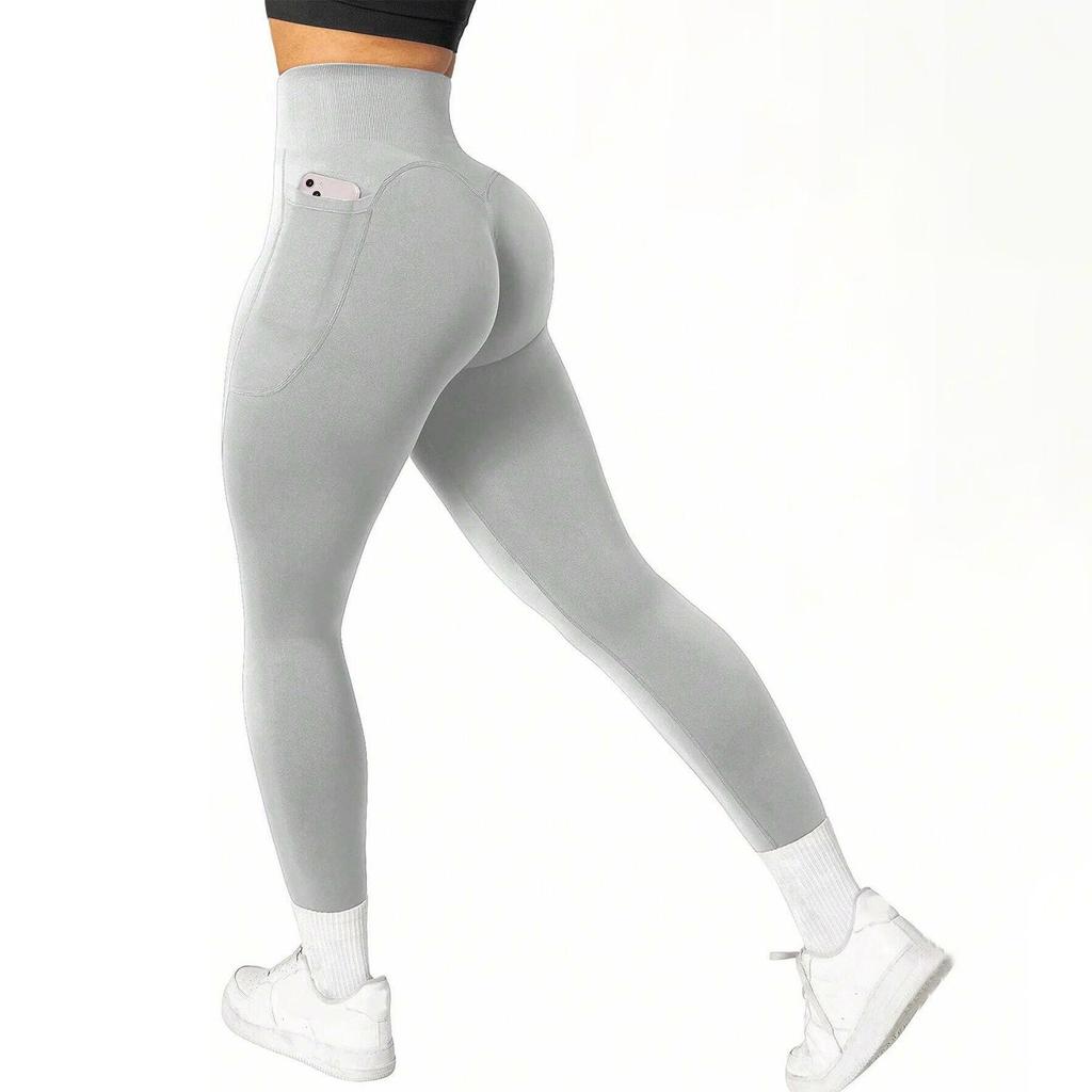 Plus Size High Waist Yoga Pants with Side Pockets - Women's Sports Leggings