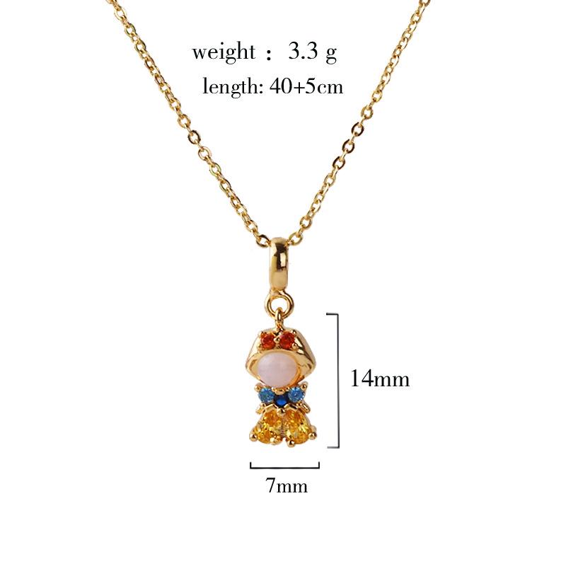 Exquisite DIY Cartoon Zircon Princess Pendant Necklace for Women
