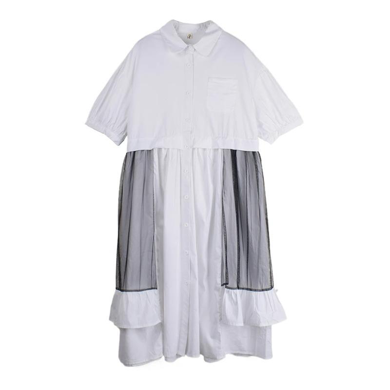 

XITAO Patchwork Gauze Irregular Female Dress ZMY1229 One Size белый