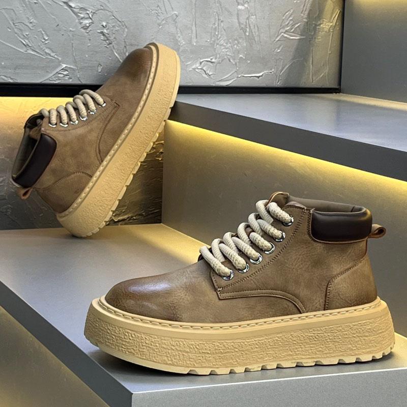 Herren Hohe Winterstiefel Fce Gefüttert Baumwollstiefel Outdoor Kältebeständig Leder Pelz Integriert Schneestiefel