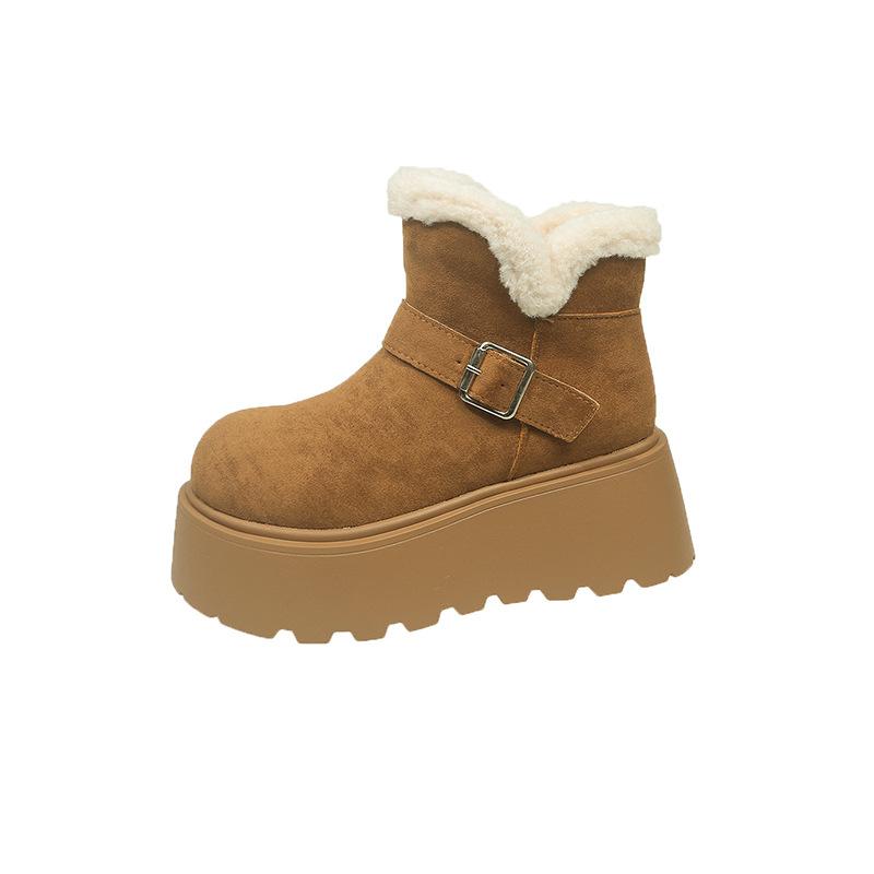 

Fashion versatile warm retro heightened platform snow boots women s 2025 new autumn and winter piled thickened cotton shoes 40 верблюд