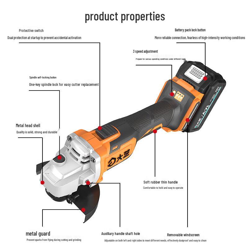 Dayi A7-E100 Cordless Brushless Angle Grinder CN plug (adapter included)