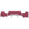 3 Piece Sofa Set with Cushions Burgundy Velvet
