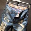 Trendy Men's Ripped Denim Shorts - Summer 2026, Loose Mid-Length 5-Point Fit, Plus Sizes Available