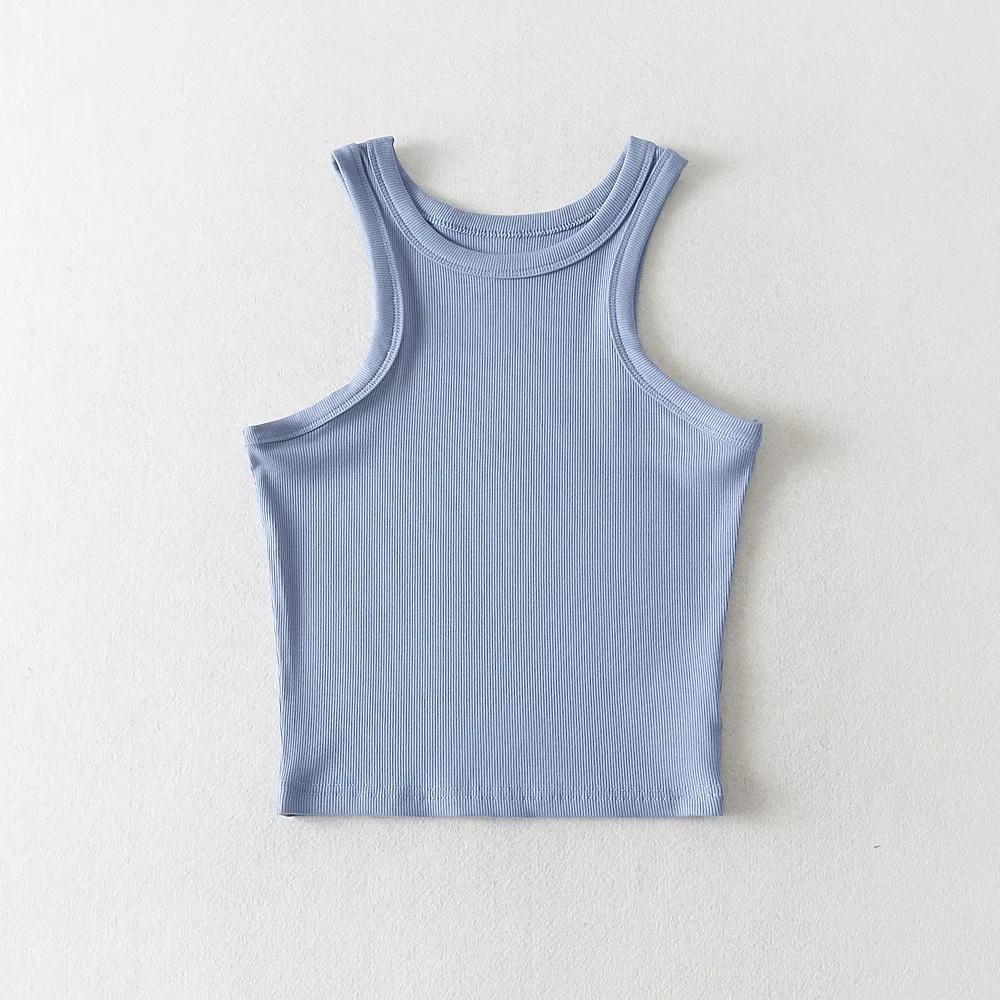 Amerikanisches Sommer Slim Fit Spaghetti-Träger Rundhals Tanktop für Damen