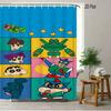 Crayon Shin-Chan Umbrella Walking Cartoon 2D Print Waterproof Shower Curtain, Minimalist White Bathroom Decor With Hooks
