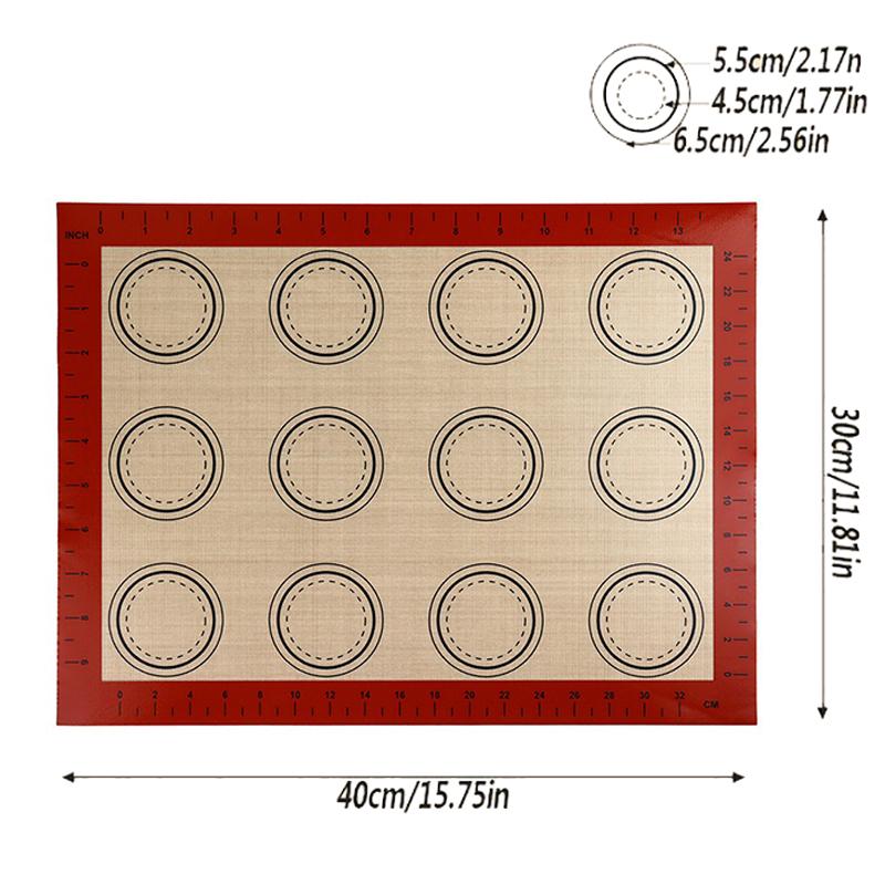Silicone Baking Mat for Oven with Measurement, Reusable Non Stick Heat Resistant Bakeware Sheets for Macaron Pastry HPMD009