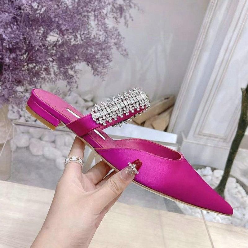 Fashion 2cm/6cm/8cm/10cm Pointy Fine Heels Rhine-diamond Chain Satin High Heels Mullers Wedding Shoes Bridesmaid Heels