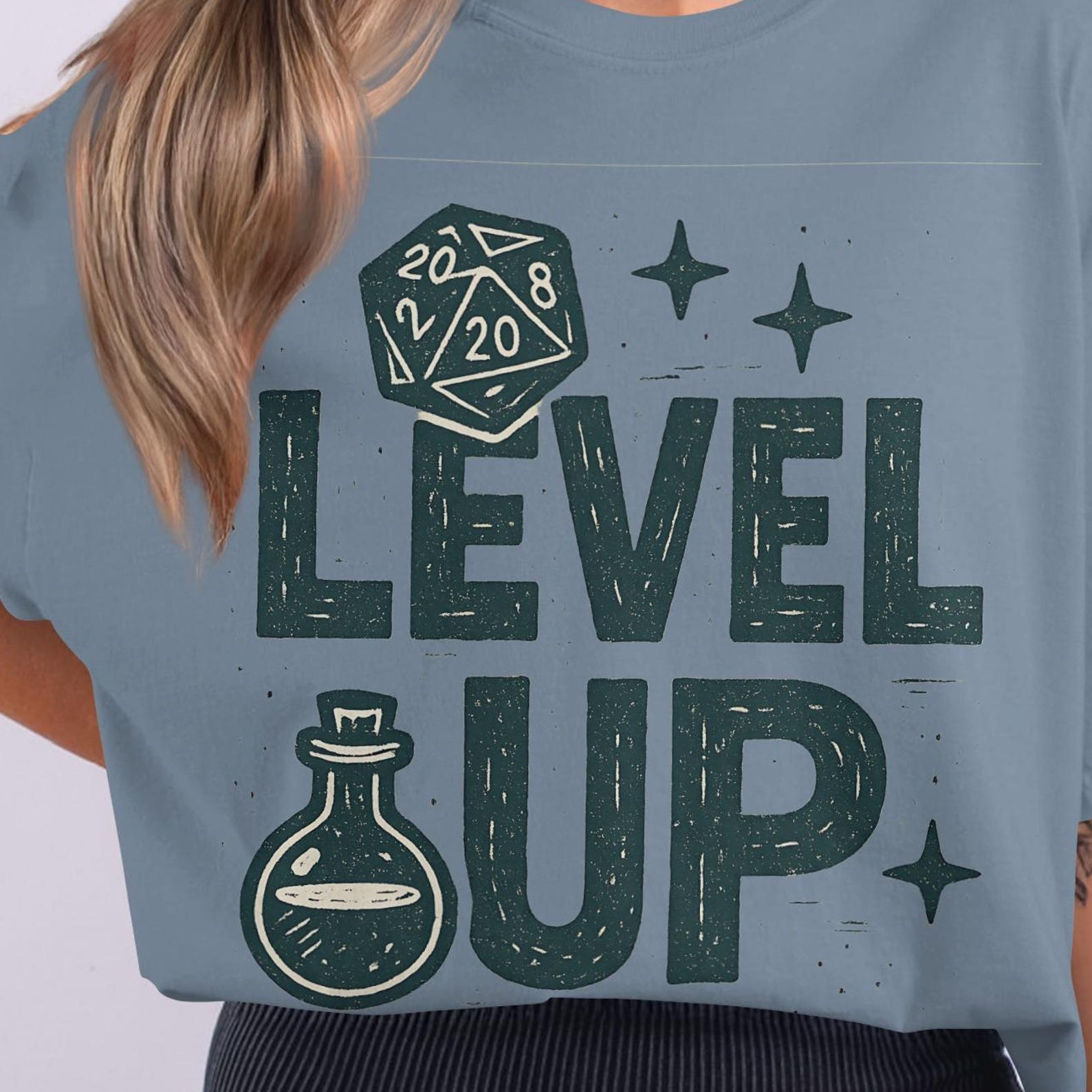 Level Up T-Shirt, Gamer T-Shirt, Video Game T-Shirt, RPG T-Shirt, Dice T-Shirt, Potion T-Shirt, Gamer Gift Idea, Cozy Gaming T-Shirt M