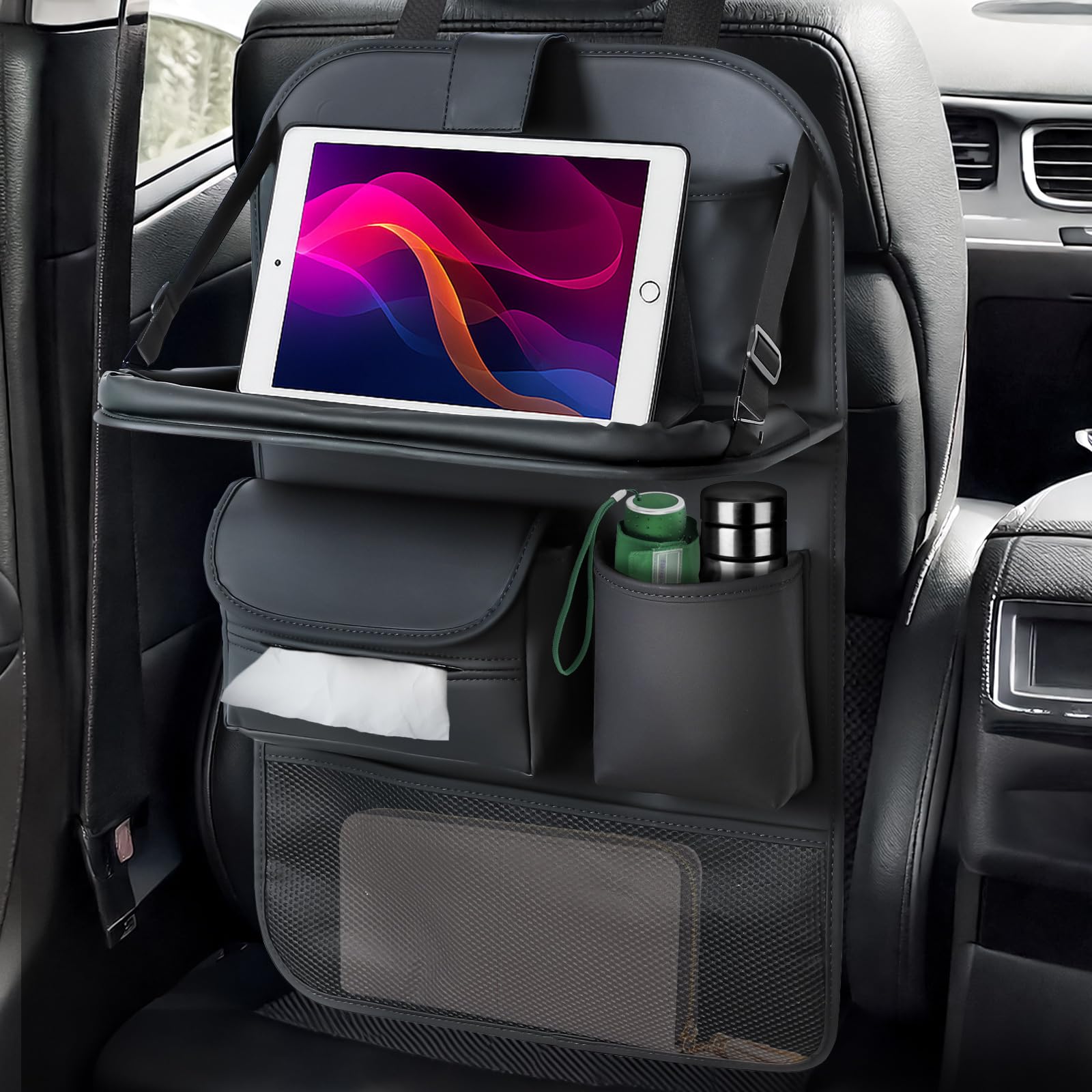 

Официальная улучшенная модель Накладной карман на спинку сиденья автомобиля Столик для автомобиля Коробка для салфеток Хранение Аксессуары для автомобиля на заднее сиденье Удобный складной столик