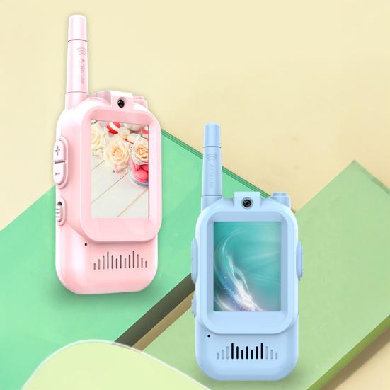 1 Set Kids Video Interphone Toy with Voice Changer Rechargeable Long Range Handheld Wireless Intercom Indoor Outdoor Boys Girls 2-Way Radio Toy