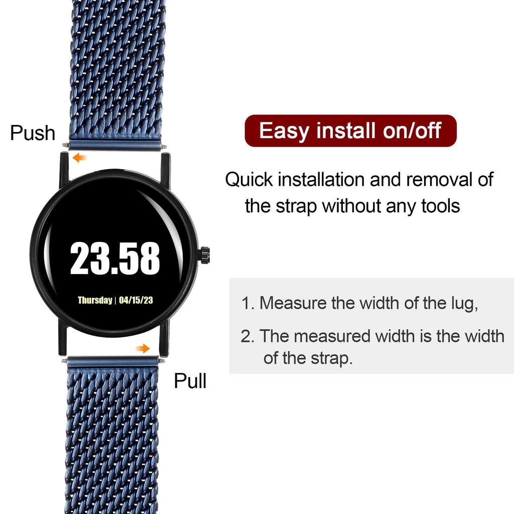 [uxcell] 18mm Quick-Release Metal Replacement Watch Band, Stainless Steel Mesh Watch Band, for Men and Women, Blue