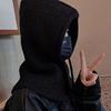 Mizqz Women Big Size Thick Knit Hood Button Balaclava Warm neckWarmer