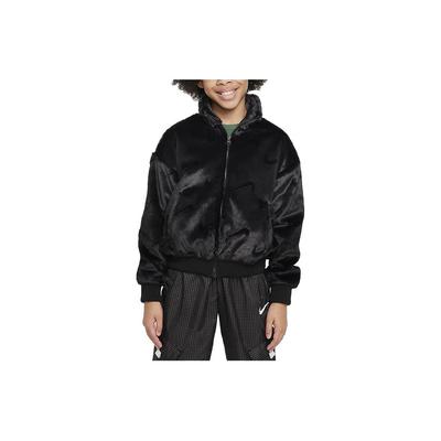 Sportswear Solid Color Stand Collar Zip Long Sleeve Jacket Kids Jackets Black FJ6154-010