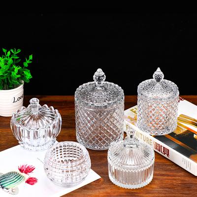 Transparent Glass Jar Yurt Food Roman Jar with Lid Handmade DIY Candle Holder Candy Storage Jars Home Decor Bottles Jars Boxes
