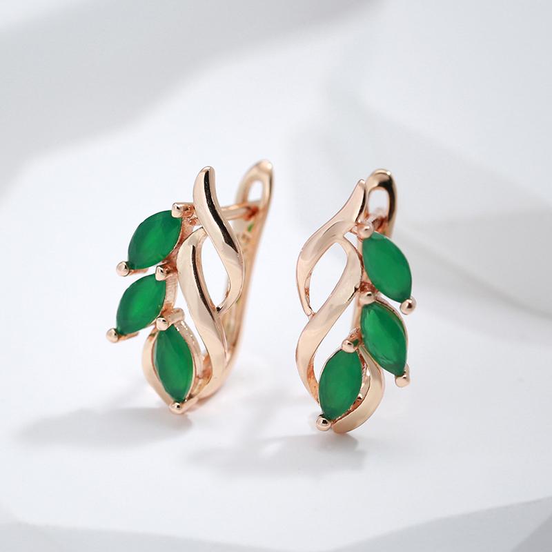 Kinel Fashion Green Leaf Ohrringe für Mädchen Rose Gold Farbe Party Hochzeit Schmuck